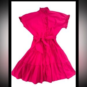 Polo Ralph Lauren 2 Dress Pink Fucsia Babydoll Pockets Belt Cocktail Pink S